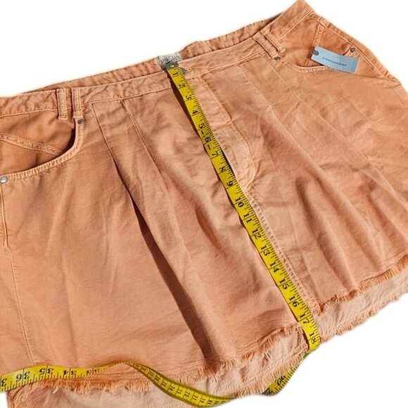 Anthropologie Plus Pilcro Pleated Micro Denim Skirt Orange Lyocell Size 22W NWT - Picture 7 of 9
